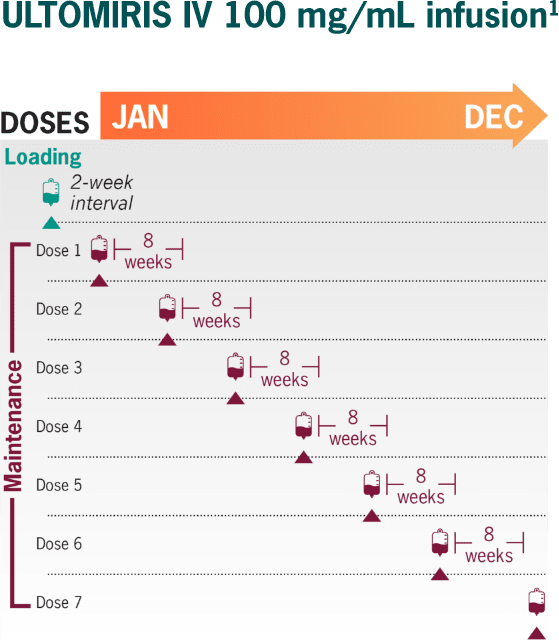 schematic showing dosing timeline for ULTOMIRIS